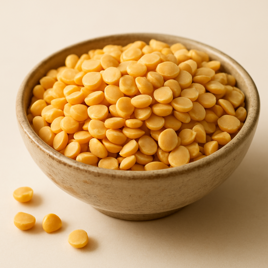 Split chickpeas chana dal in a ceramic bowl