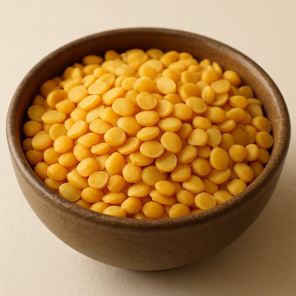Split yellow pigeon peas toor dal in a ceramic bowl
